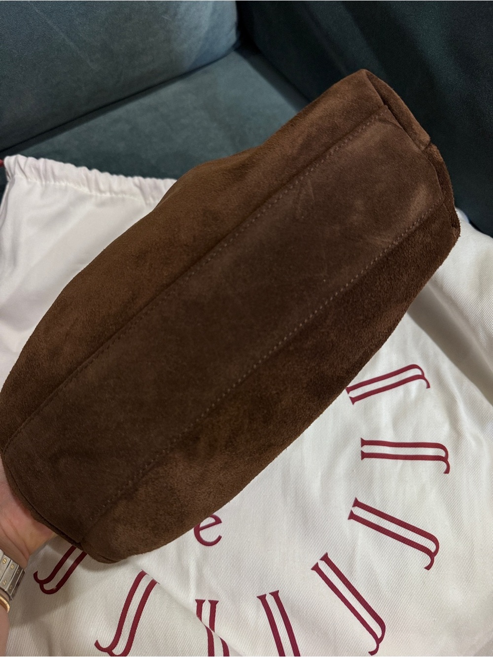 Liffner Brown Suede Pillow Pouch Bag - Picture 5 of 8